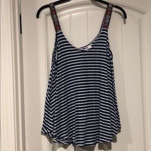 Blue and White Striped Tank